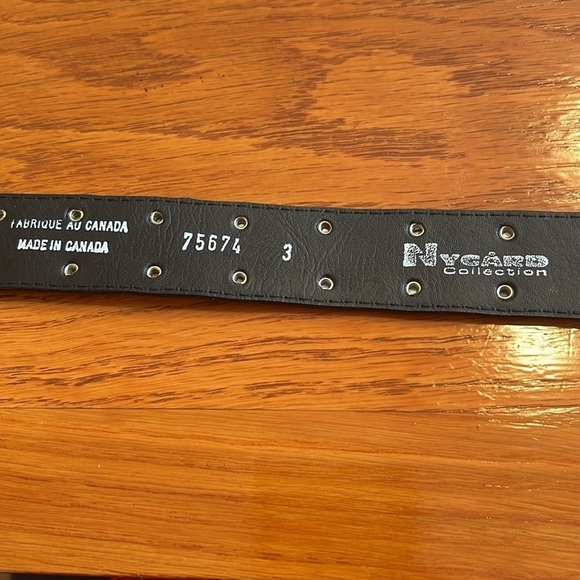 Nygard Collection 1” brassy studded black faux snakeskin belt with brassy buckle - Picture 2 of 2